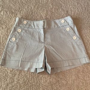 LOFT Blue and White Striped Riveria 4” Shorts, Size 4